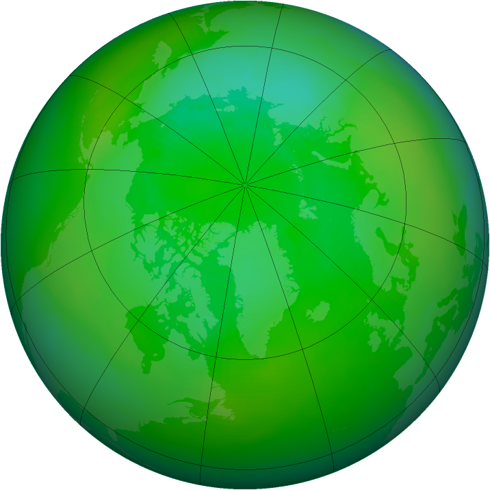 Arctic ozone map for August 1980